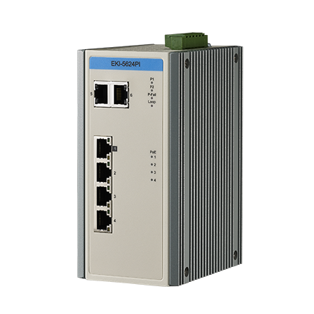 6-Port Fast Ethernet/GbE Combo Industrial Ethernet Switch with PoE & Extreme Temp